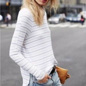 Free People Kristina Drippy thermal,long sleeve, white/blue size M